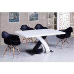 Большой прямоугольный обеденный стол раздвижной с глянцевой поверхностью