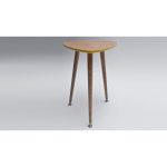  Приставной  Столик WOODI Капля из дерева с лимонно-горчичной столешницей