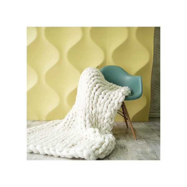 ПЛЕД КРУПНОЙ ВЯЗКИ, БЕЛЫЙ — изображение 5