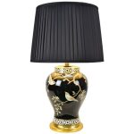 Керамическая настольная лампа с черным абажуром
