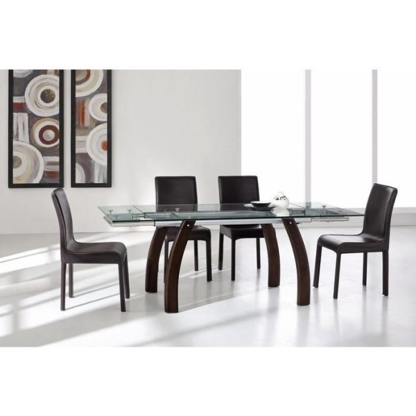 Большой прямоугольный обеденный стол с раздвижной стеклянной столешницей — изображение 2