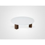 Стол кофейный круглый на ножках из состаренного тика