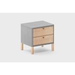 Прикроватная тумбочка Latitude SAGA HORDUR COLORED BODY серого цвета в отделке светлый ясень с деталями цвета натуральное дерево