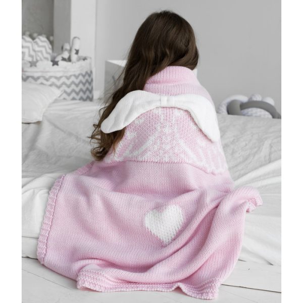 Плед АНГЕЛ 60х90 розовый+белый — изображение 2