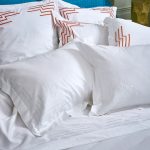 Постельный комплект полуторный  Геометрическая вышивка (белая)