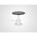 Столик круглый с черной столешницей и белой ножкой из массива берез 