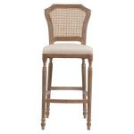 Барный стул Vintage French Nailhead Cane Back Кремовый Лен