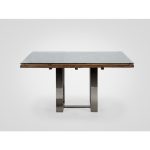 Стол обеденный квадратный со столешницей из состаренного тика под стеклом