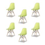Набор из шести стульев с зеленым прозрачным сидением