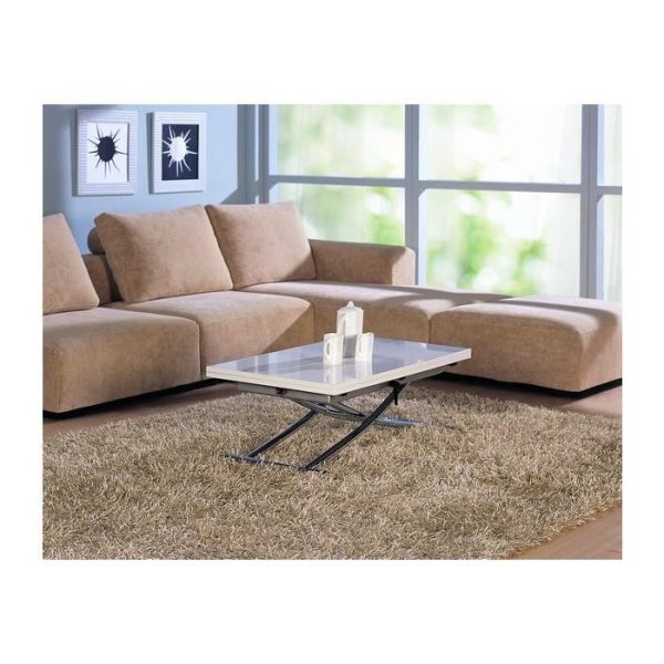 РАСКЛАДНОЙ ЖУРНАЛЬНО-ОБЕДЕННЫЙ СТОЛ С РЕГУЛИРУЕМОЙ ВЫСОТОЙ И БЕЛОЙ ГЛЯНЦЕВОЙ СТОЛЕШНИЦЕЙ — изображение 4