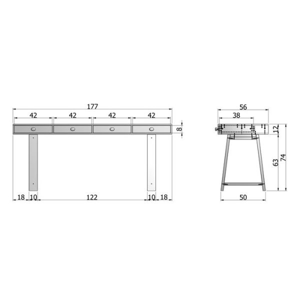 Письменный Стол  SIDETABLE 4-DRAWERS WHITE PINE — изображение 6