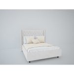 Кровать с декоративными гвоздиками Wing 180x200 см Велюр Молочный — изображение 5