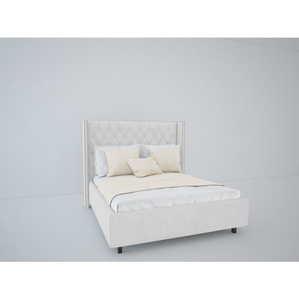 Кровать с декоративными гвоздиками Wing 180x200 см Велюр Молочный — изображение 5