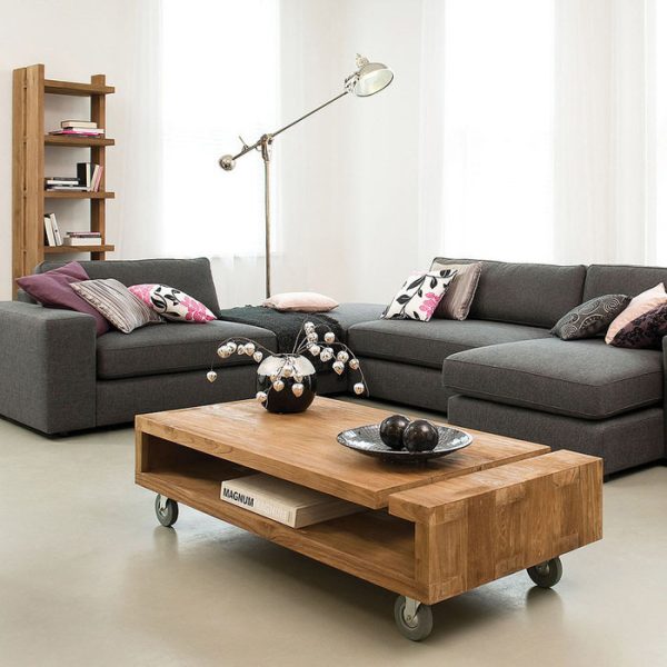 Стол журнальный d-Bodhi Lek  из массива тика на колесах — изображение 2