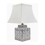 Лампа настольная керамическая с белым абажуром