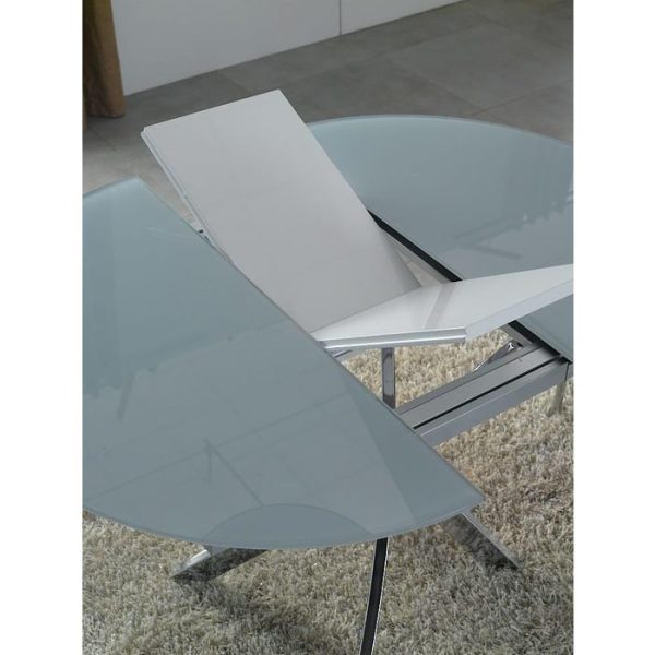 Круглый раскладной обеденный стол со стеклянной столешницей — изображение 4