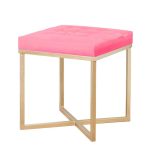Пуф розовый с металлическими ножками