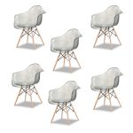 Набор из шести стульев с серым прозрачным сидением