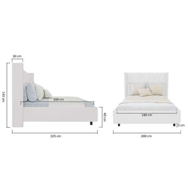 Кровать с декоративными гвоздиками Wing 180x200 см Велюр Молочный — изображение 10