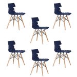 Набор из 6-х стульев на деревянных ножках синий