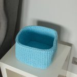 Вязаная корзина Голубая квадратная малая — изображение 2