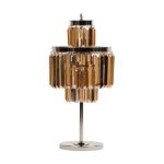 Лампа настольная высокая из металла и стекла