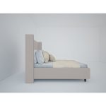 Кровать с декоративными гвоздиками Wing 140x200 см Велюр Бежевый — изображение 7