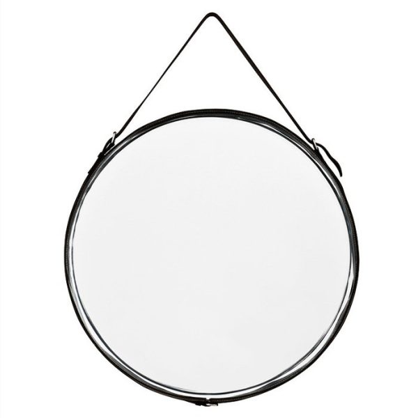 Зеркало  в металлической рамке с кожаным ремешком  — изображение 2
