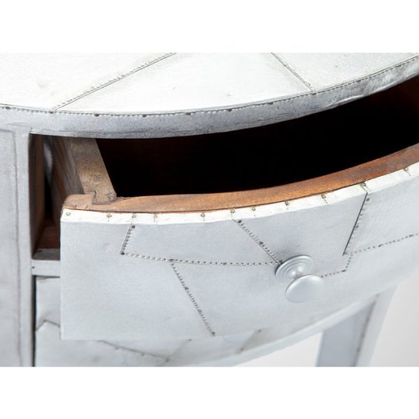 Тумба овальной формы, декорирована покрытием из металла  70x67x47 см — изображение 3