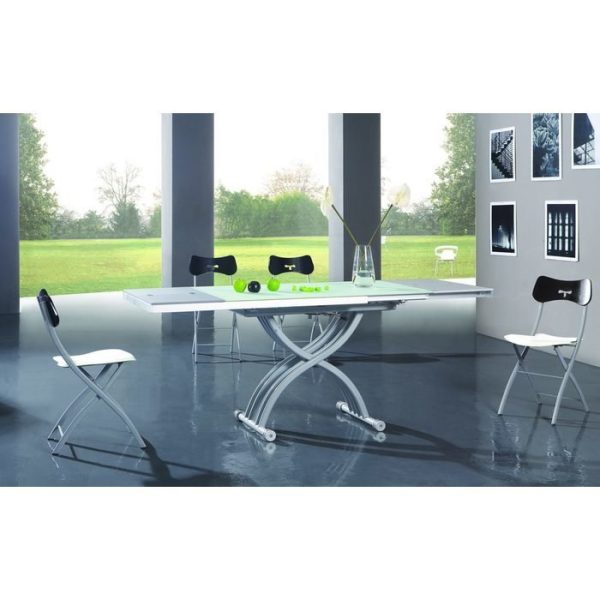 Журнально-обеденный стол с регулировкой высоты и стеклянной раскладной столешницей  — изображение 4