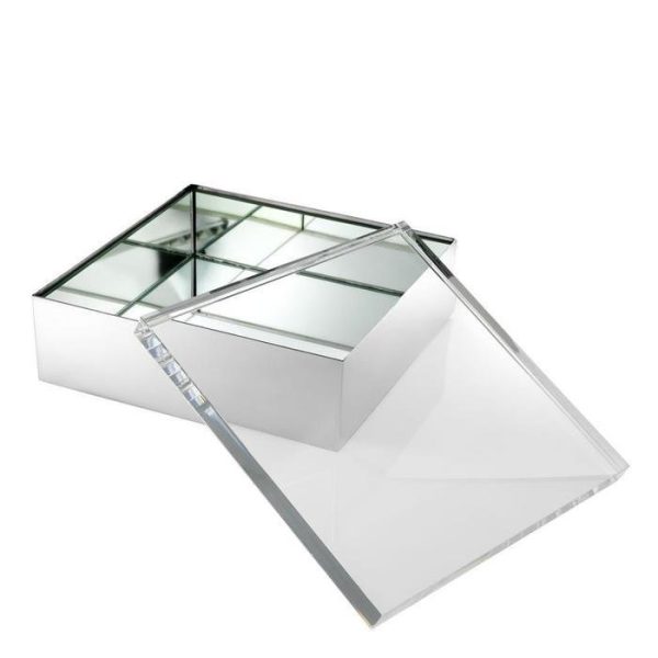 Шкатулка  Brook из никелированного металла со стеклянной прозрачной крышкой — изображение 2