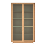 Книжный шкаф-витрина  с  раздвижными дверьми дуб