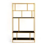 Стеллаж Makella gold черное стекло