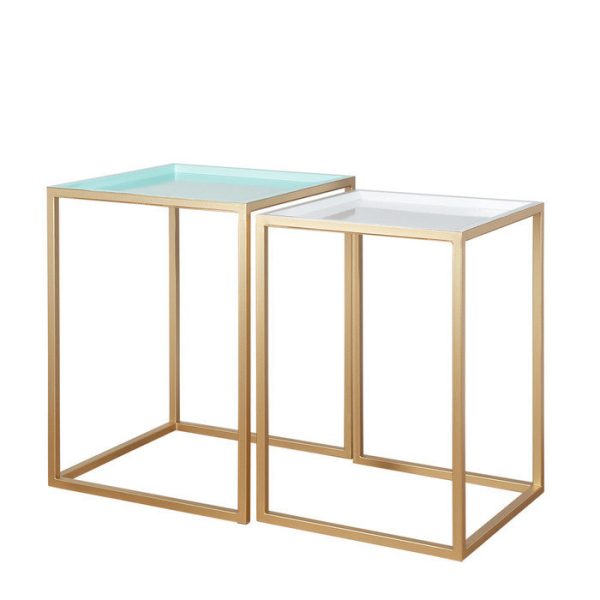 Набор кофейных столиков в металлической раме золотого цвета — изображение 2