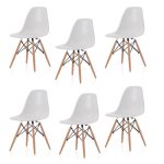 НАБОР ИЗ 6-Х СТУЛЬЕВ EAMES НА ДЕРЕВЯННЫХ НОЖКАХ БЕЛЫЙ