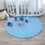 Вязаный коврик Голубой 100 см — изображение 4