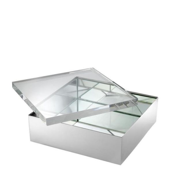 Шкатулка  Brook из никелированного металла со стеклянной прозрачной крышкой — изображение 4