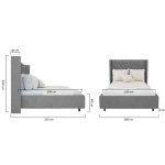 Кровать Wing-2 из серого льна и натурального дерева 180x200 см — изображение 7