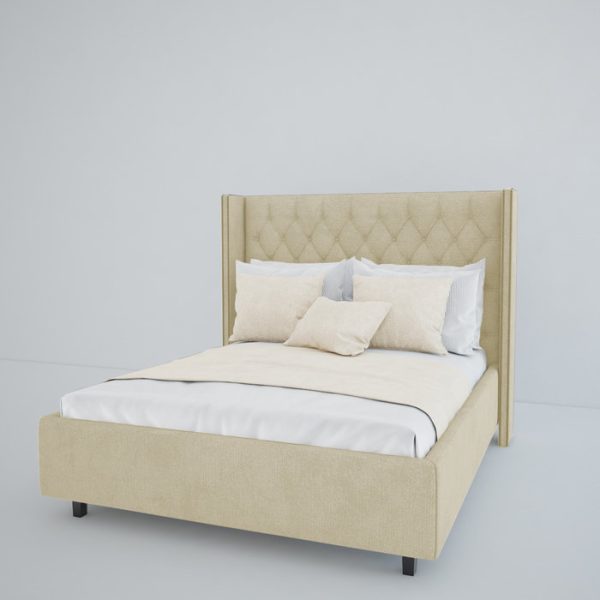 Кровать с декоративными гвоздиками Wing 160х200 см Лён Классический — изображение 4