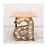 Стол AMSTERDAM на фигурном металлическом основании с подсветкой и столешницей из массива дуба — изображение 2