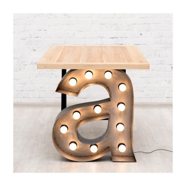 Стол AMSTERDAM на фигурном металлическом основании с подсветкой и столешницей из массива дуба — изображение 2