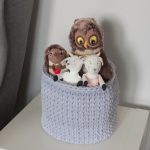 Вязаная корзина Серый Меланж круглая малая — изображение 4