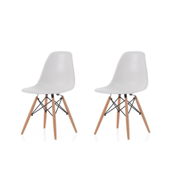 НАБОР ИЗ 2-Х СТУЛЬЕВ EAMES НА ДЕРЕВЯННЫХ НОЖКАХ белый фото и цена, купить