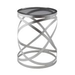 Приставной столик Pienza из состароенного никеля и черного стекла