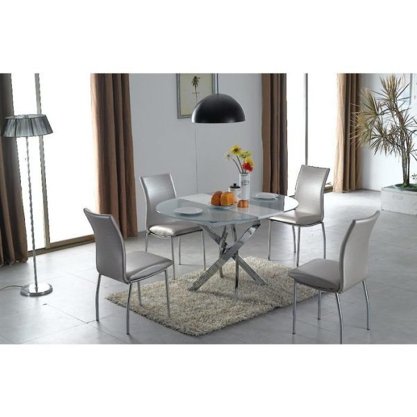 Круглый раскладной обеденный стол со стеклянной столешницей — изображение 3