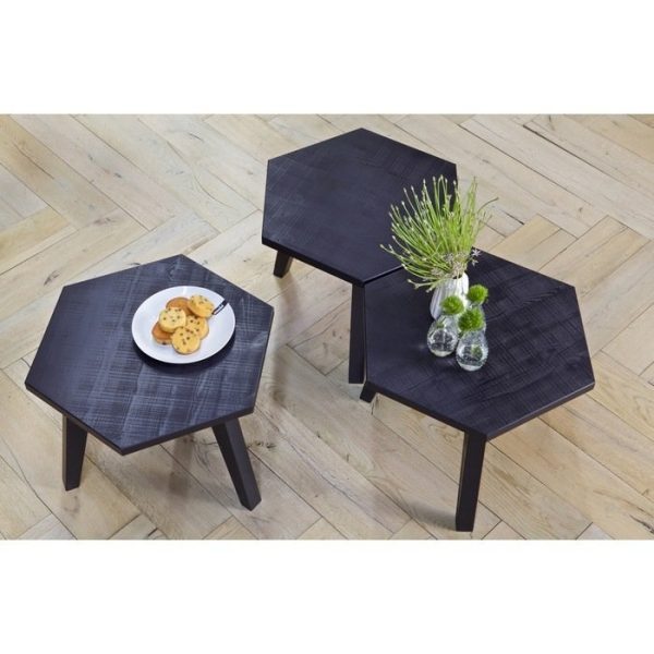 Кофейный столик  Hex side table rough sawn black из массива дерева  — изображение 3