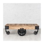 Журнальный столик TROLLEY из массива дерева и чугуна — изображение 2