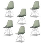 Набор из шести стульев с серым прозрачным сидением