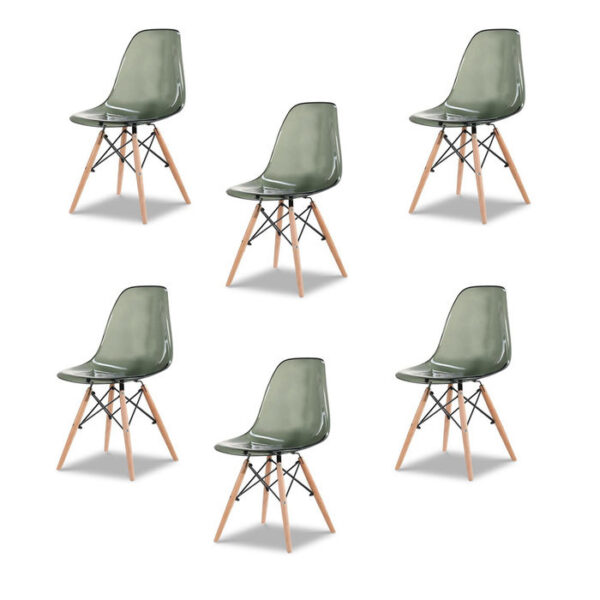 Набор из шести стульев с зеленым прозрачным сидением фото и цена, купить