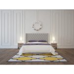 Кровать с декоративными гвоздиками Wing 180x200 см Лен Молочный — изображение 7